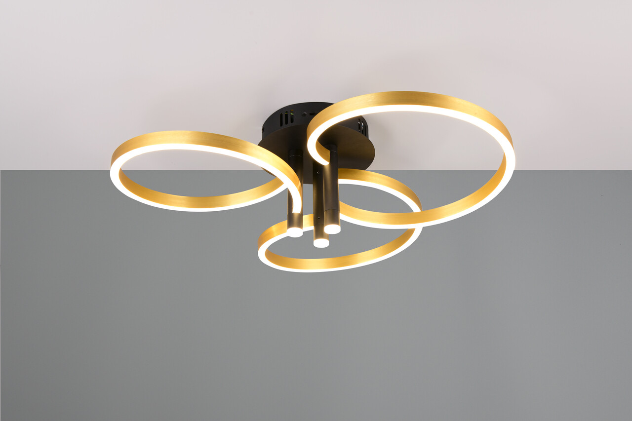 Plafoniera Caruso, TRIO, 65.5x20 cm, 43W, 1x SMD, metal, negru/auriu - imagine 7